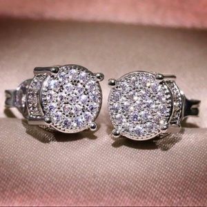18k White Gold Diamond Micro Pave Stud Earrings